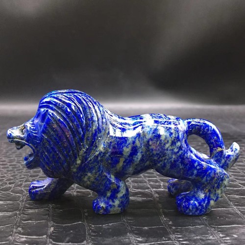 Natural Lapis Lazuli Quartz Crystal Carved Lion Statue Healing Decoration 1Pc - Picture 9 of 24