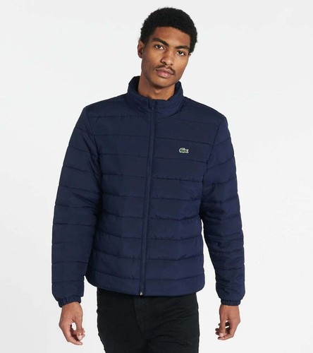 Lacoste Men's Full Zip Color Block Taped On Sleeve Blouson Navy Blue/Navy Blue B