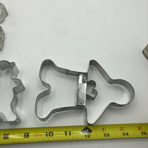 12 Vintage & Metal Cookie Cutters Gingerbread Bear Bell Stockings Star Snowman - Picture 6 of 6