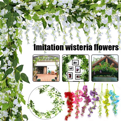 2 M Guirnalda Artificial de Flores de Glicina para Decoración de Arco de Boda K - Imagen 3 de 19