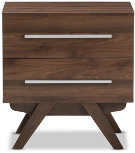 Details About Baxton Studio Auburn 2 Drawer Brown Nightstand Bedroom Furniture Rectangle