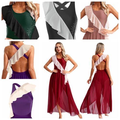 UK Womens Skirts Figure Dress Sheer Dancewear Belly Dance Asymmetrical Costume - Picture 6 of 82