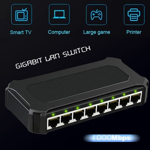 8 Port Gigabit Ethernet Unmanaged Switch Netzwerk Hub 1000M Splitter Plug-and-Play - Bild 8 von 8