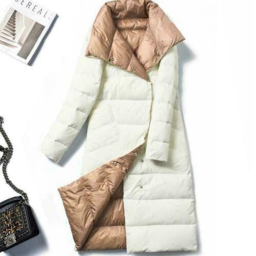 Winter Damen Wendbare Daunenpuffer warme lose lange Mantel dicke Knopfjacken - Bild 6 von 13