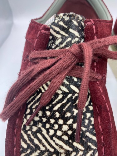 Scarpe mocassini Clarks scamosciate bordeaux nero bianco stampa zeppa bassa donna UK6,5 D - Foto 8 di 20