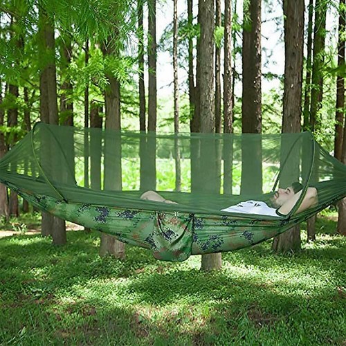 Double Person Camping Hammock With Mosquito Net Outdoor Hanging Swing Bed Travel - Picture 6 of 11