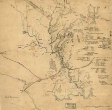 24" x 24" 1861 Map of First Manassas. - Relief shown by hachures