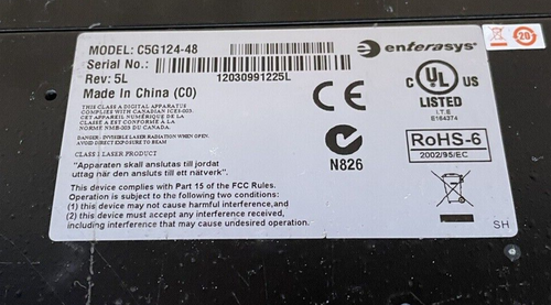 C5G124-48, Enterasys C5G124 switch 48 Port 10/100/1000 ports managed switch - Picture 4 of 4