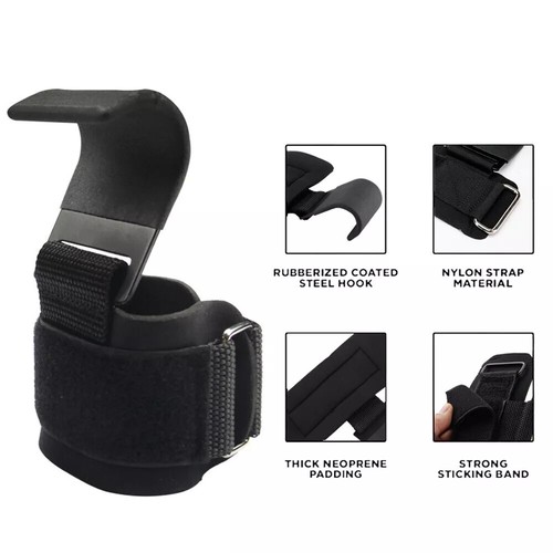 Heavy-Duty Weight Lifting Hooks For Grip Deadlift Straps Gym Power Wrist Support - Picture 7 of 14