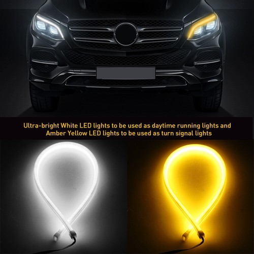 2pcs Amber & White Switchback Turn Signal Light DRL Driving Angel Eye Lamp 12V - Picture 6 of 10