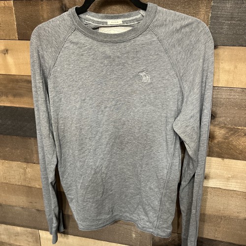 Abercrombie & Fitch Shirt Mens Small Muscle Fit Gray Long Sleeve Crew Neck