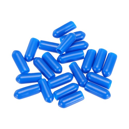 20pcs Rubber End Caps 5mm 3/16" ID Screw Thread Protectors Blue - Picture 4 of 5
