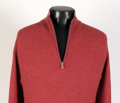 Brunello Cucinelli 100% Cashmere 1/2 Zip Sweater - Red - XL - $1350 Retail - Picture 17 of 19