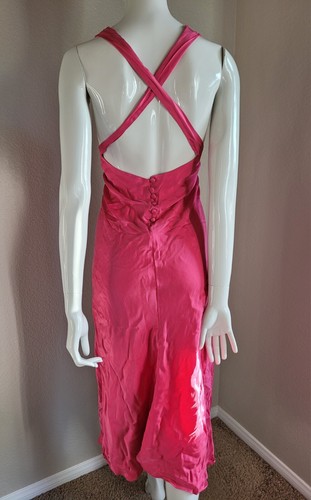 VTG Morgan Taylor Silk Pink long night gown size M strappy glamour 90s satin - Picture 5 of 11