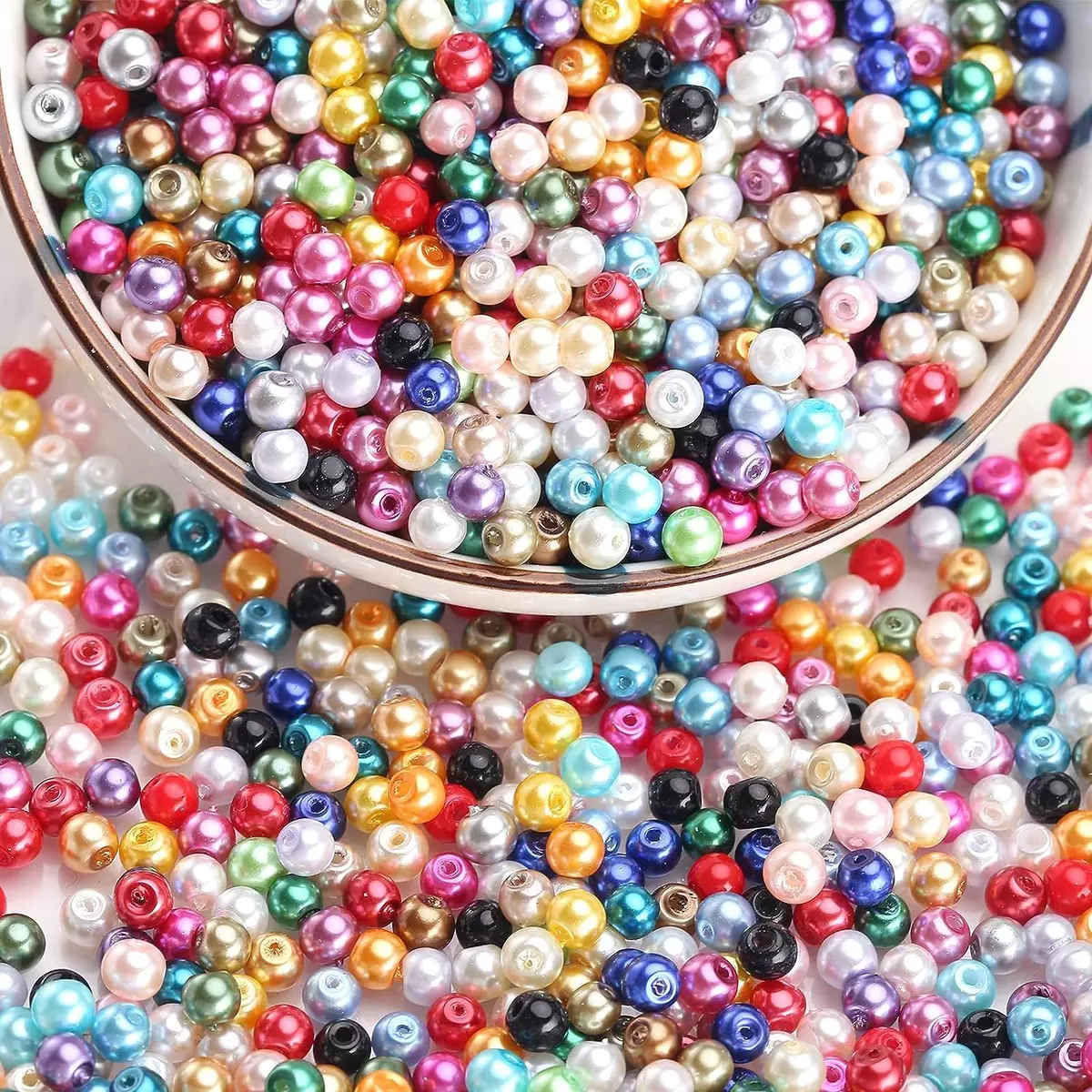 HERZWILD 1500pcs Acrylic Pearl Beads Jewellery Round Small, mix color B