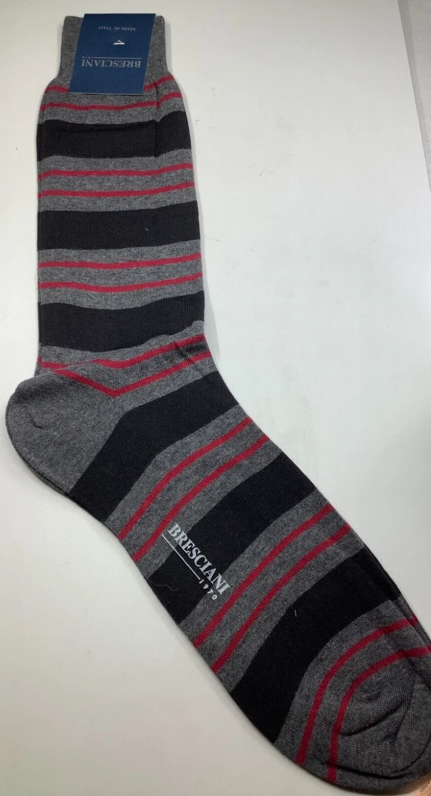 BRESCIANI Socks Men Italian/Gray/Black/Red/100% Cotton Size XL New