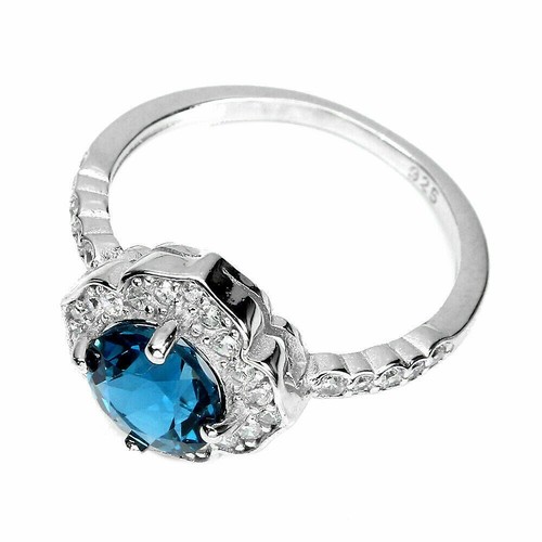 Silver Ring London Topaz Genuine Natural Gem Solid Sterling Size R 1/2 US 9 - Picture 18 of 24