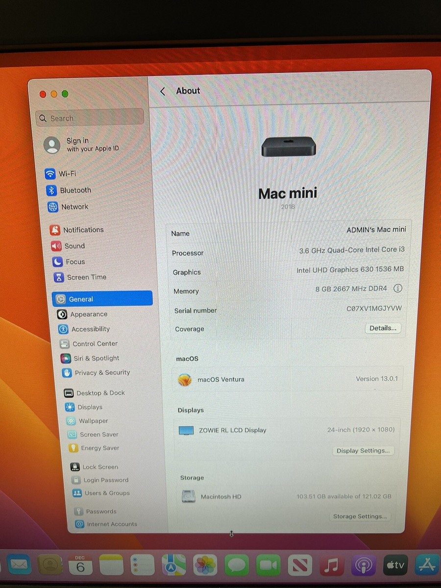 Apple Mac Mini (128GB SSD, Intel Core i3 8th Gen, 3.6GHz