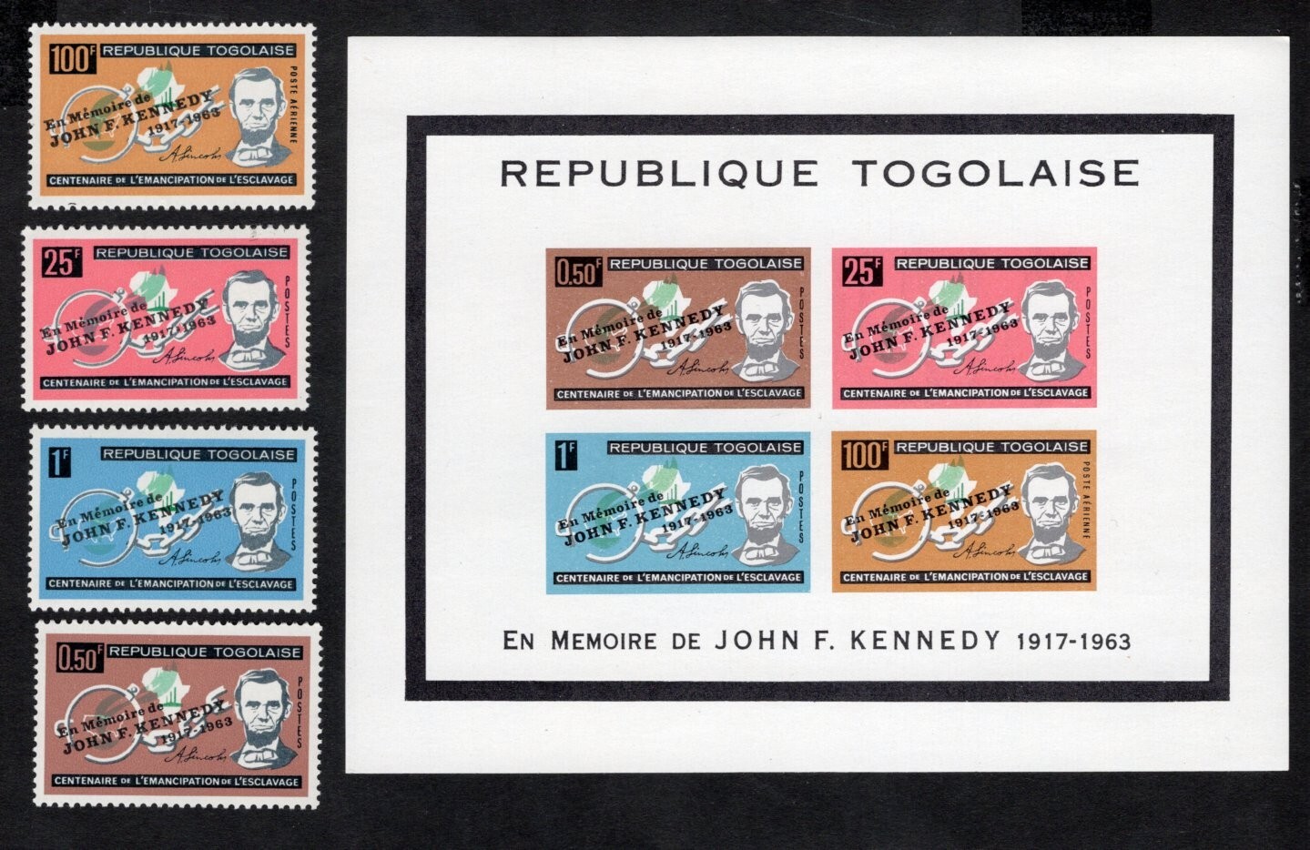 Togo 1964 block+ stamps Mi#bl.12+407A-410A START8%ONLY MNH CV=29$ Togo 1964 block+ stamps Mi#bl.12+407A-410A START8%ONLY MNH CV=29$