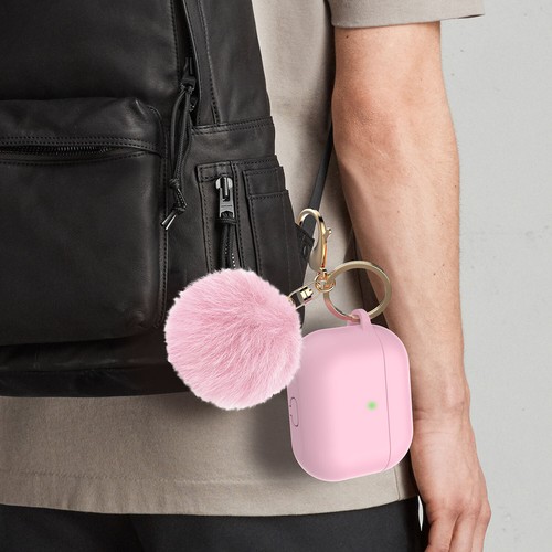 Lindo estuche de carga de silicona para Apple Airpods 3a generación bola de piel + llavero - Imagen 44 de 45