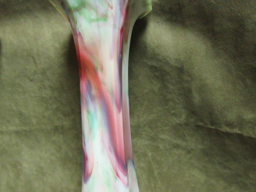 Vintage 1900's Slag Glass Tall Candlesticks Pink Green Clear Purple Unique Color - Picture 3 of 10
