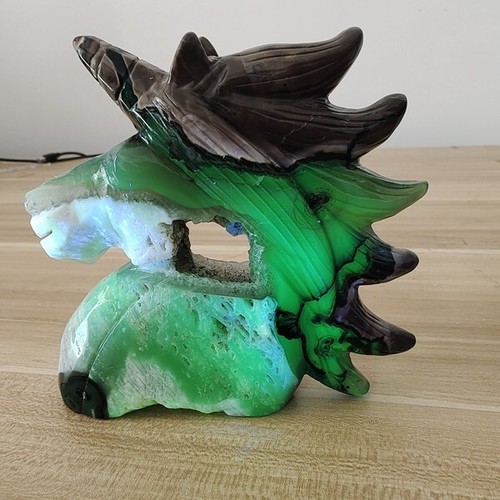 706g Natural Volcanic Rock agate carved unicorn quartz crystal skull polishing - Picture 15 of 16