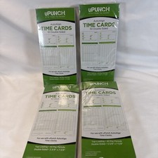 New Lot Of 4-Pack Of 50 UPUNCH Auto Align Time Cards Double Sided 3 3/8”x 7 3/8”