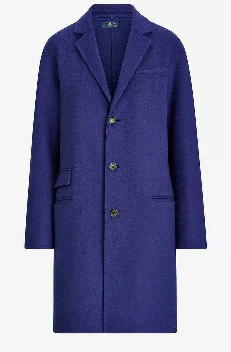 Women's Polo Ralph Lauren Perry Blue Wool Double Faced Peacoat Jacket New  $598