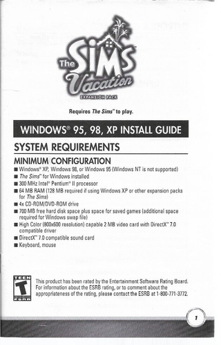 Sims: Vacation Expansion Medium Box Life Simulator PC CD-ROM Video Game 2002 - Picture 6 of 11