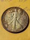 1945-P Walking Liberty Half Dollar Silver Coin - AU Toning