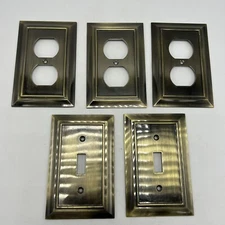 5 Vtg Outlet Covers Light Switch GE Brushed Gold Color Heavy Duty Textured Read