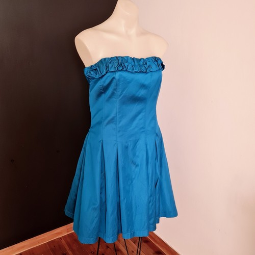 Women's size 12 'CUE' Gorgeous teal fit and flare strapless dress - EUC - Picture 4 of 9