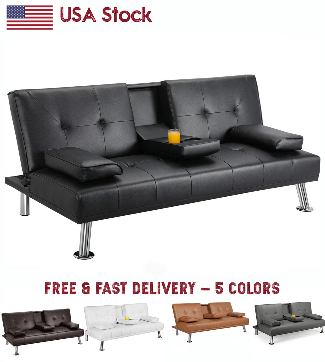 Sofa Bed With Fold Down Cup Holder Baci Living Room