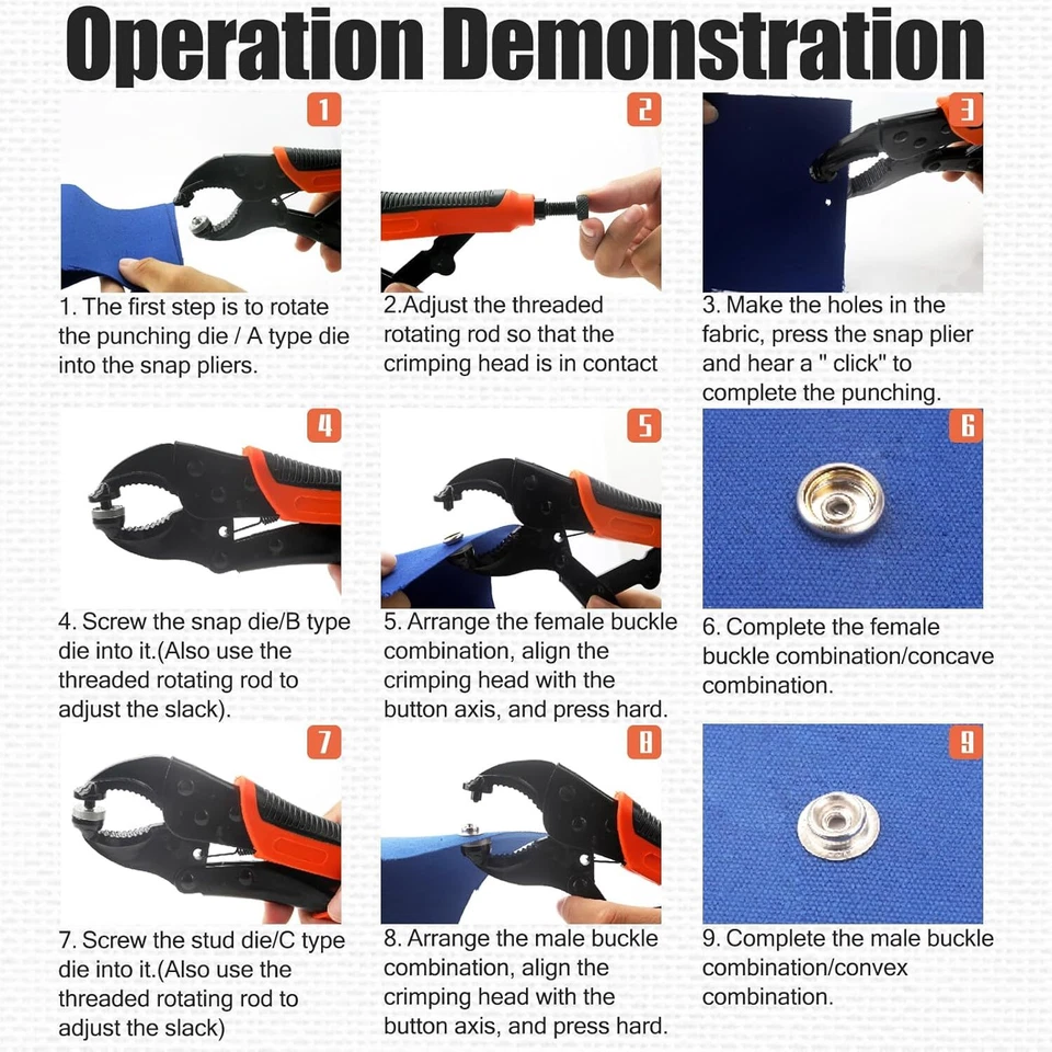 Heavy Duty Snap Fastener Tool kit, Punching Function, Snap Button Tool snap Tool - Image 2 of 4