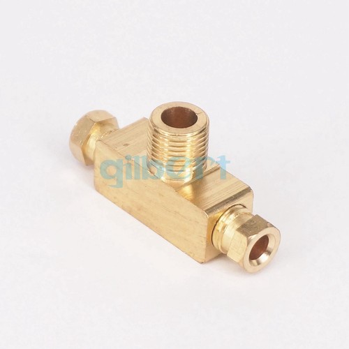 1/8" BSP male x 4mm Tube Tee Brass Connector Oil Filter Canister Adapter - Picture 3 of 4