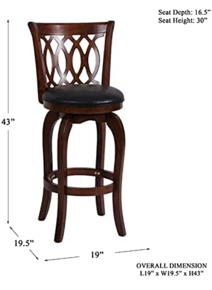 Homelegance Shapel Swivel Pub Height Barstool, 30"SH, Cherry (Scroll Back) - Image 2 of 4