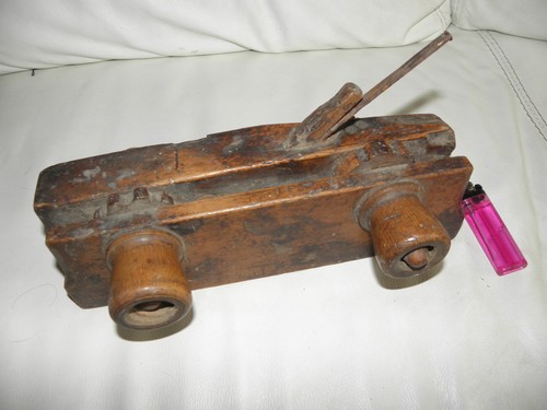 antique tool Plane WOOD Wooden Screw Stem Sash Moving Fillester Plow Plane vtg - Picture 2 of 11