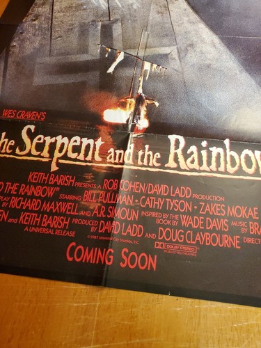 Schlange und der Regenbogen Original Filmplakat 26,5 x40 gefaltet ein Blatt 1987 - Bild 3 von 14