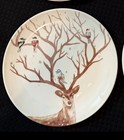 (4) ~ Pier 1 Alexander Salad Snack Plate Deer  Antlers Birds Winter Christmas 