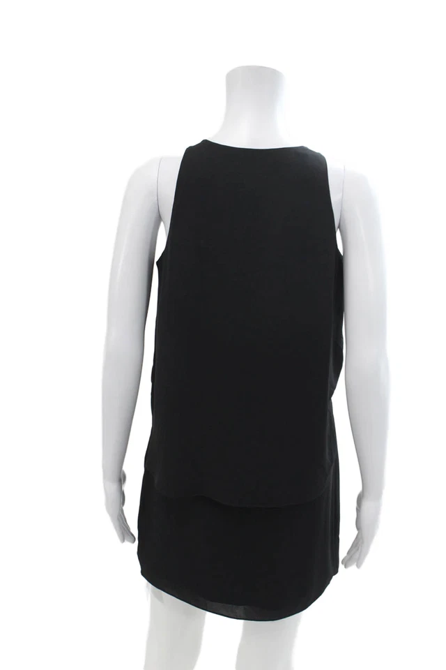 Vestido Elizabeth and James para mujer mezcla de seda cuello en V sin mangas línea A negro talla Foto 3 de 4