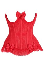Red Lace Underwire Underbust Corset Waist Cincher w/ Bows Pinup Burlesque Club