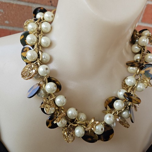J Crew Perle Schildpatt Konfetti Sterne Charm Cha Cha Halskette Armband Set - Bild 14 von 22
