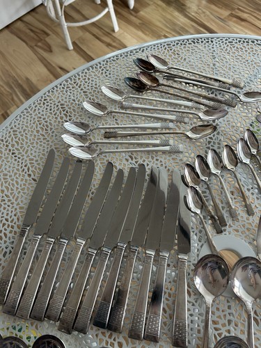 VINTAGE NATIONAL SILVER CO SERVICE FOR 12 KING EDWARD FLATWARE 98 PIECES SIL. PL - Picture 3 of 8
