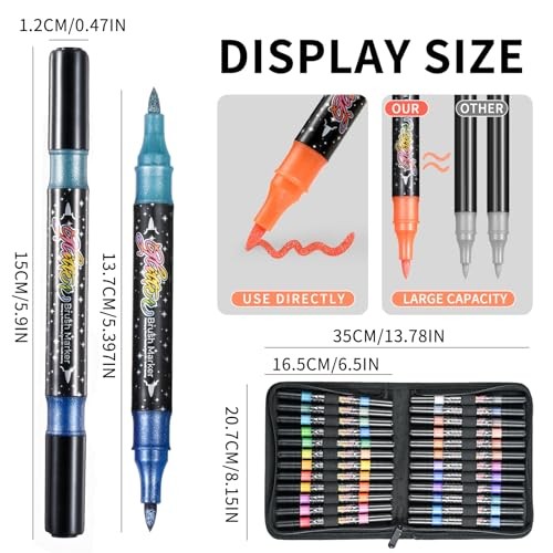 48 Colors Glitter Brush Markers,Pack Dual Tip Brush Glitter Marker for 24 - Picture 2 of 7