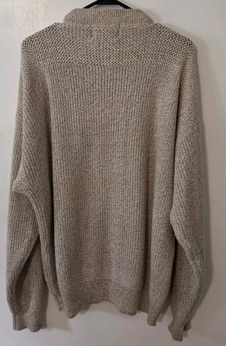 Vintage ADIRONDACK Mens Sweater SAVILE ROW Cotton Knit Biege Button Front Sz L - Picture 6 of 7