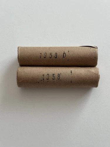 2 Roll Lot 1958 1958 D BU Uncirculated Old Bank Wrap Lincoln Wheat Penny Cent 1C