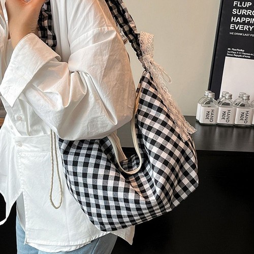 Half Moon Hobos Shoulder Bag Plaid Handbags Fashion Crossbody Bag Women - Picture 7 of 16