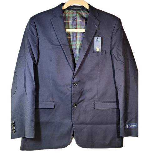 U.S. Polo Assn. Men's Navy Sport Coat Size 44L 100% Cotton Two Button Blazer NWT - Picture 2 of 15
