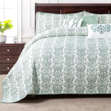 6-Piece Mayfair Printed Microfiber Quilt Set Soft Bedspread for Queen/King Size