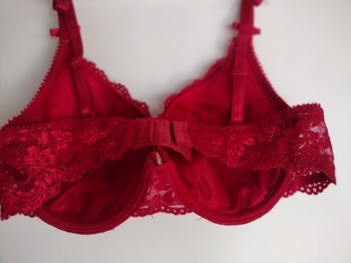 LA VIE EN ROSE 38C RED FLORAL LACE UNDERWIRE LIGHTLY PADDED POCKET CUPS TO... - Picture 5 of 13